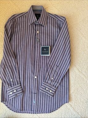 Tailorbyrd Boys Purple Shirt with Navy Stripes